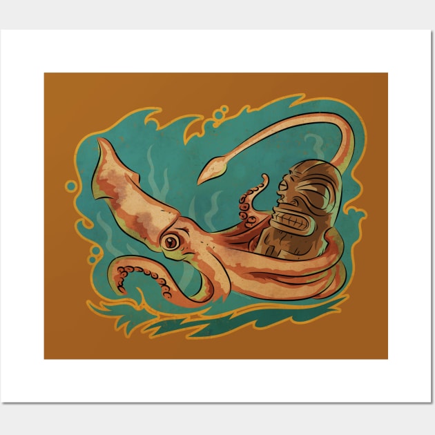 Squid & Tiki Wall Art by zerostreet